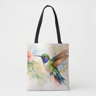 Bolso De Tela Colibrí acuarela