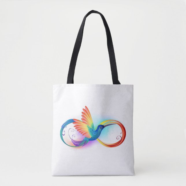 Bolso De Tela Colibrí arcoiris con símbolo Infinity (Anverso)