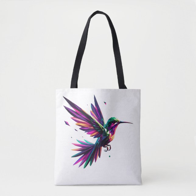 Bolso De Tela Colibrí Arcoíris Geométrico – Arte Moderno Vibrant (Anverso)