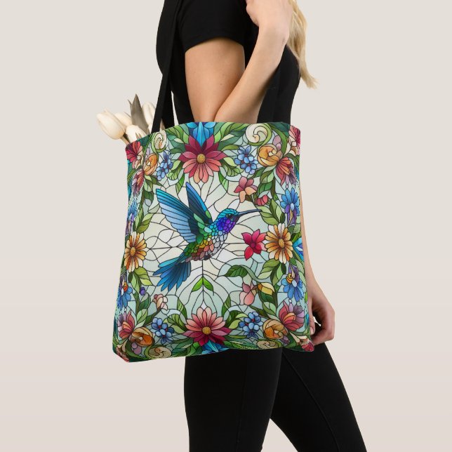 Bolso De Tela Colibrí elegante con efecto de vidrio manchado (Detalle)