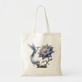 Bolso De Tela Colibrí encantado y flor de luna.