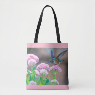 Bolso De Tela Colibrí entre flores