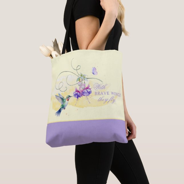 Bolso De Tela Colibrí inspirador y mariposa (Detalle)