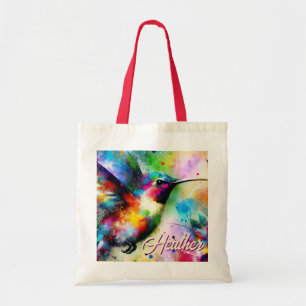 Bolso De Tela Colibrí Pájaro Colorido Caprichoso Personalizado