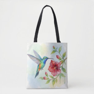 Bolso De Tela Colibrí Pequeño Acuarela