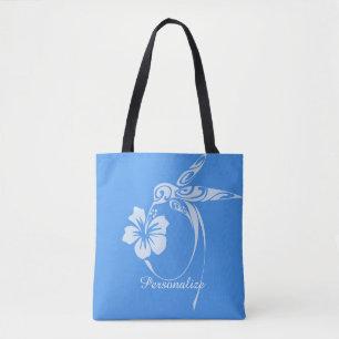Bolso De Tela Colibrí Sencillo y Elegante Azul y Blanco