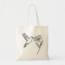 Colibrí y Flor – Arte Minimalista de Línea Negra