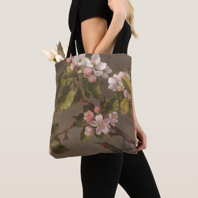 Bolso De Tela Colibrí y flores de Apple (Detalle)