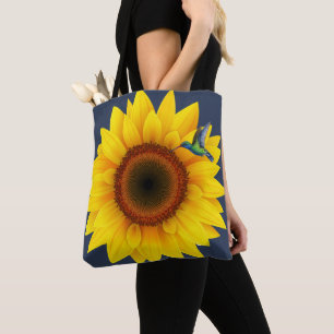 Bolso De Tela Colibrí y girasol