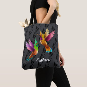 Bolso De Tela Colibríes coloridos y descansados en vuelo