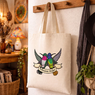 Bolso De Tela Colibríes Lindos Agrega Tu Propio Texto Cinta Dibu