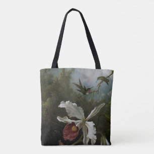 Bolso De Tela Colibríes y Orquídea Blanca por Martin J. Heade