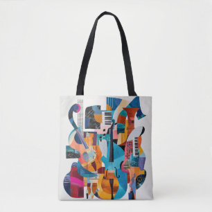 Bolso De Tela Collage abstracto de instrumentos musicales