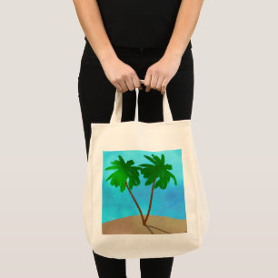 Bolso De Tela Collage acuático Palm Tree Beach