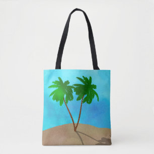 Bolso De Tela Collage acuático Palm Tree Beach