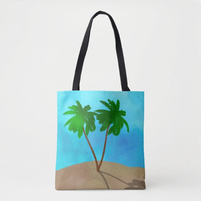 Bolso De Tela Collage acuático Palm Tree Beach (Anverso)
