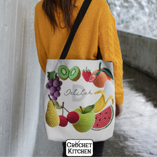 Bolso De Tela Collage artístico moderno de frutas con cruces de 