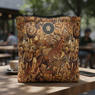Bolso De Tela Collage de Animales Salvajes Safari Despedida de S
