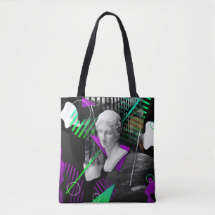 Bolso De Tela Collage de arte contemporáneo con estatua de la ca