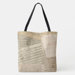 Bolso De Tela Collage de Beethoven Music Manuscripts