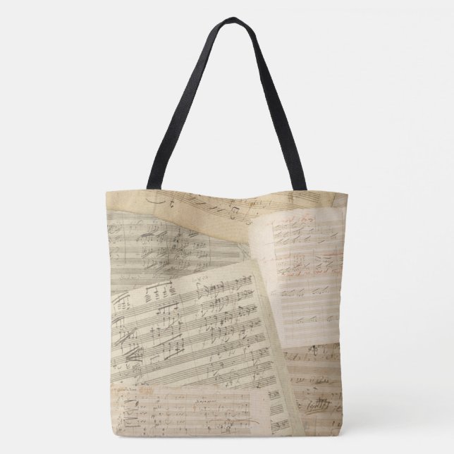 Bolso De Tela Collage de Beethoven Music Manuscripts (Reverso)