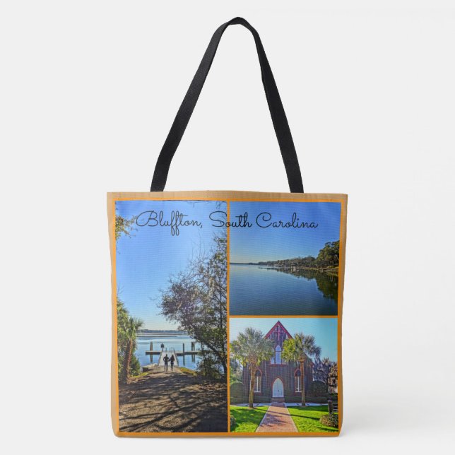 Bolso De Tela Collage de Bluffton South Carolina Lowcountry (Anverso)