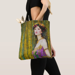 Bolso De Tela Collage de estilo Klimt retrato de mujer