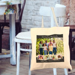 Bolso De Tela Collage de fotos 5 con la tira y el texto de la<br><div class="desc">La esta bolsa de asas de encargo se imprime con sus fotos preferidas y texto de encargo. La plantilla está lista puesto para que usted añada para arriba a 5 fotos y a su apellido en el texto superior y de encargo en la parte inferior. La fraseología de la muestra...</div>