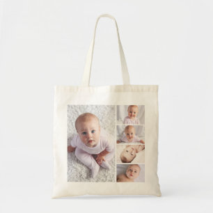 Bolso De Tela Collage de fotos de 5 nietos personalizados