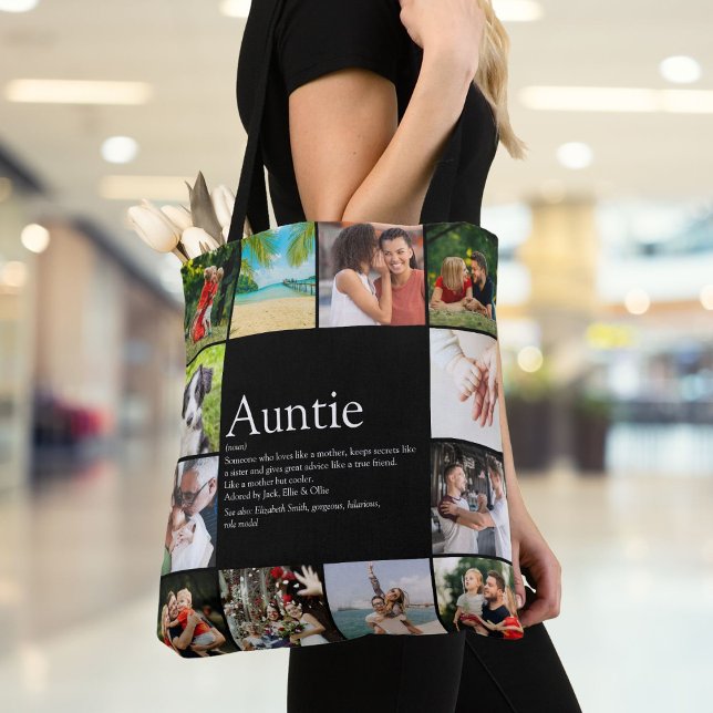 Bolso De Tela Collage de fotos de definición 12 de tía favorita (Favorite Aunt Auntie Definition 12 Photo Collage Tote Bag)
