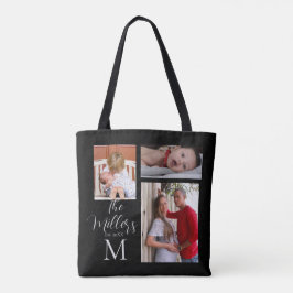 Bolso De Tela Collage de fotos de familia monograma personalizad