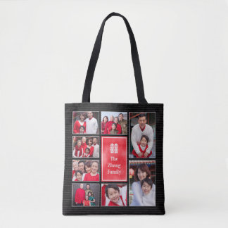 Bolso De Tela Collage de fotos de Instagram de doble felicidad c