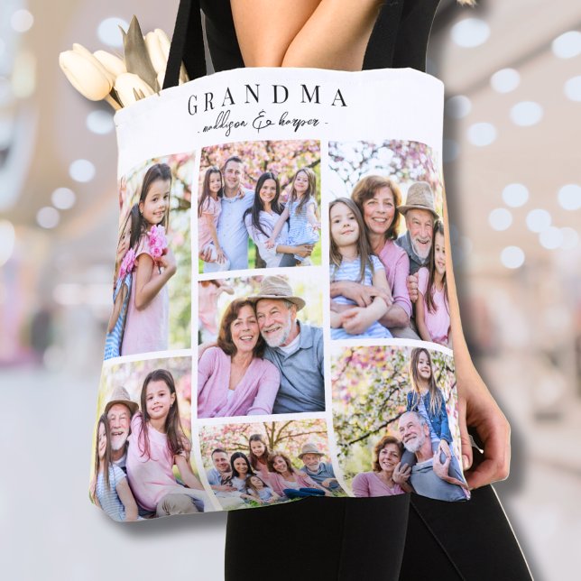 Bolso De Tela Collage de fotos de la abuela (Grandma Photo Collage Tote Bag)