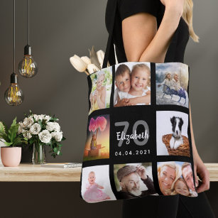 Bolso De Tela Collage de fotos de personalizado de 70 años mujer