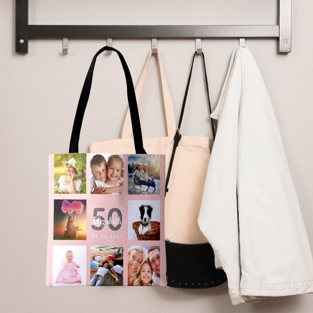 Bolso De Tela Collage de fotos de personalizado de cumpleaños mu (Subido por el creador)