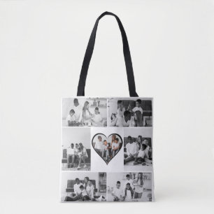 Bolso De Tela Collage de fotos negro y blanco 7