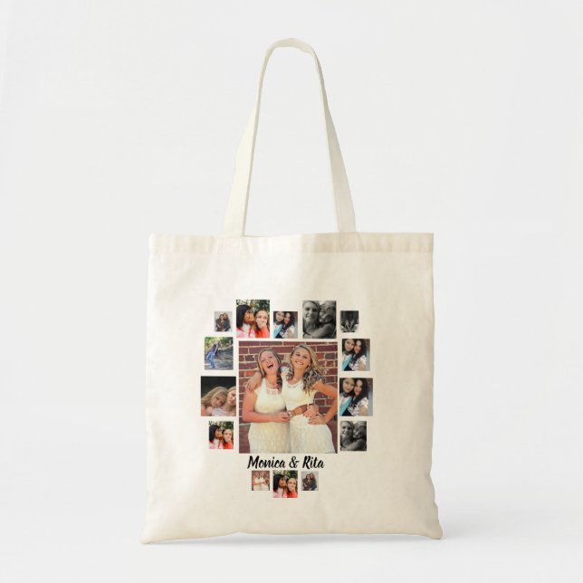 Bolso De Tela Collage de fotos personalizado Best Friends 15 (Frente)