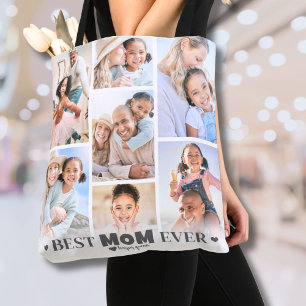 Bolso De Tela Collage de Fotos Personalizado Mamá