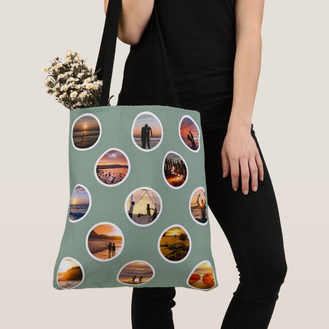 Bolso De Tela Collage de fotos Personalizado moderno Polka Dot T (Detalle)