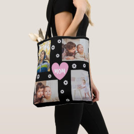 Bolso De Tela Collage de fotos personalizado para el Tote negro 
