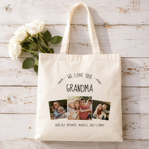 Bolso De Tela Collage de Fotos Rústico Moderno TE AMAMOS ABUELA