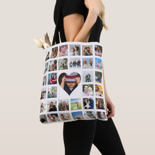 Bolso De Tela Collage de fotos único personalizado 33 Photo Hear