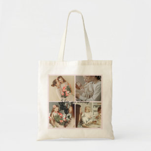 Bolso De Tela Collage de fotos y mensaje: regalo personalizado