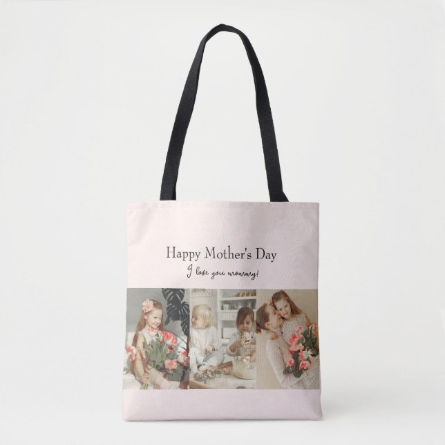 Bolso De Tela Collage de fotos y mensaje: regalo personalizado | (Anverso)