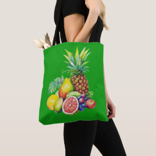 Bolso De Tela Collage de Frutas Tropicales