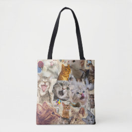 Bolso De Tela Collage de gatos y juguetes
