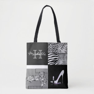 Bolso De Tela Collage de la moda del estampado de animales y del