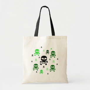 Bolso De Tela Collage de los cráneos del dibujo animado - verde