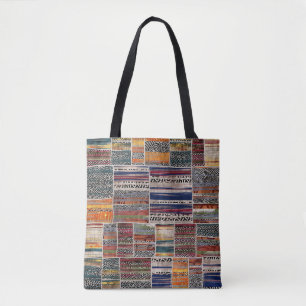 Bolso De Tela Collage de mosaico: patrón de tejido mixto.