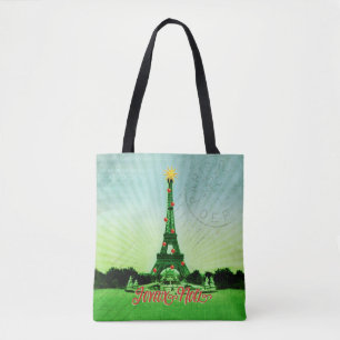 Bolso De Tela Collage de Navidades de la Torre Eiffel